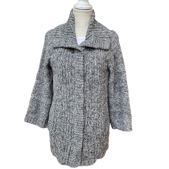 Jones New York Wool Blend Chunky Knit Medium Length Cardigan Sweater Size: L - Picture 2 of 11